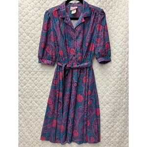 Vintage Retro California‎ Looks 80s Shirt Dress Size 12P